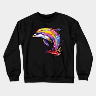 Dolphin Colorful Pop Art Design Animal Lover Gift Idea Crewneck Sweatshirt